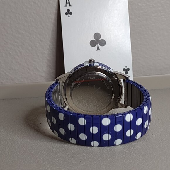 Untested Blue With White Polka Dots Stretch Watch With Blue Dial - Picture 5 of 7